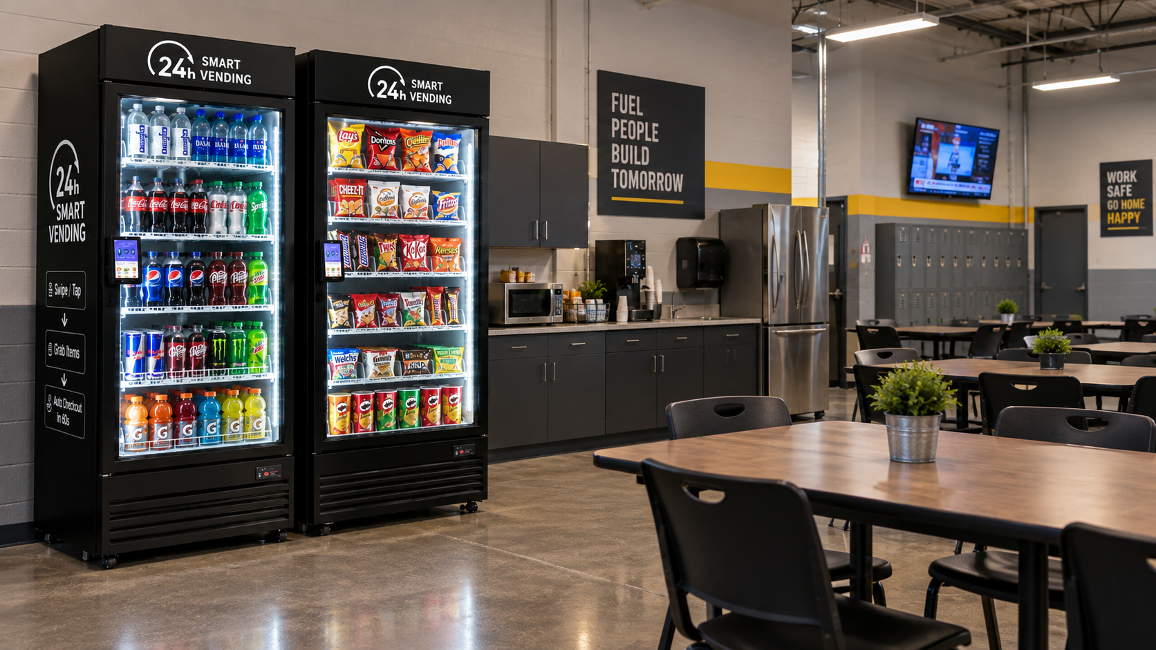 Smart vending cooler in a commercial setting