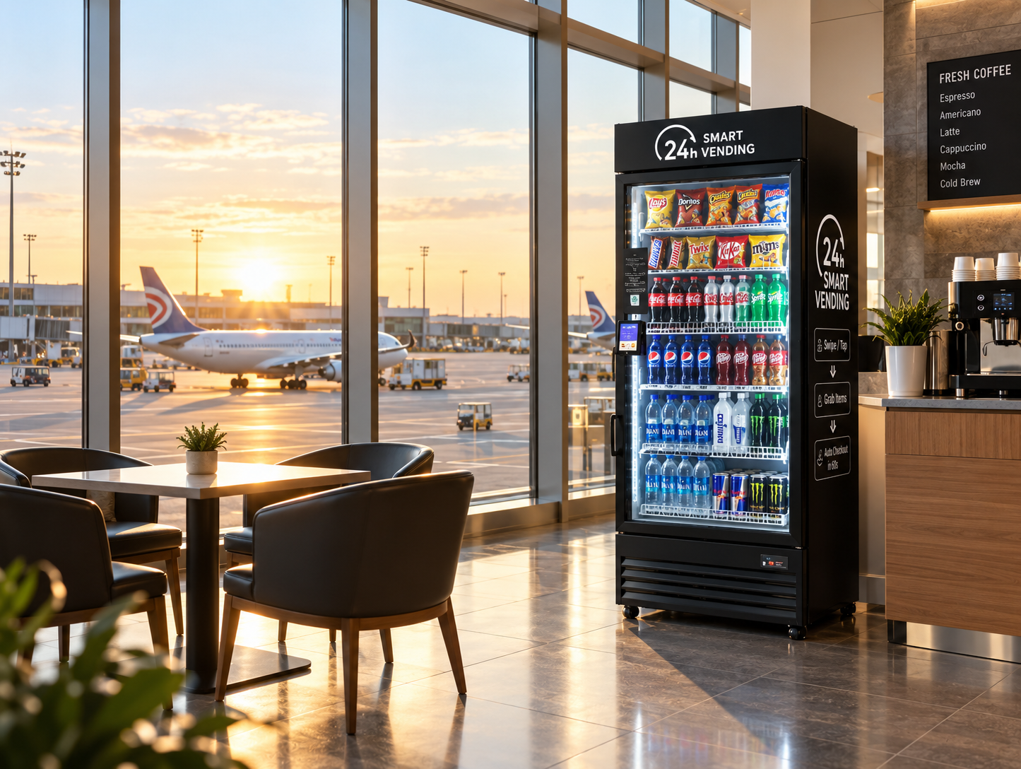 Smart vending coolers in an office break area